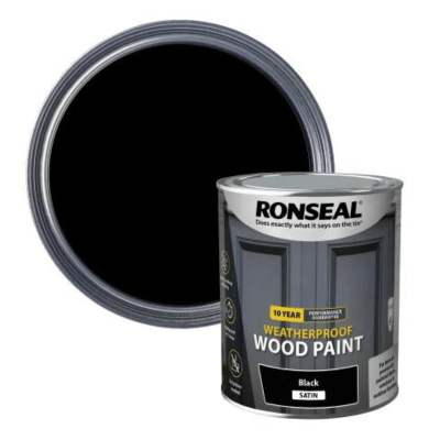 Ronseal 10 Year Weatherproof Wood Paint 2.5 Litres - Black Satin - Ronseal