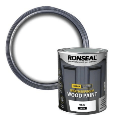 Ronseal 10 Year Weatherproof Wood Paint 2.5 Litres - White Satin - Ronseal