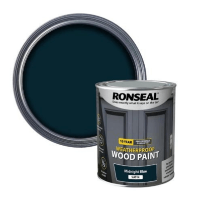 Ronseal 10 Year Weatherproof Wood Paint 750ml - Mignight Blue Satin - Ronseal