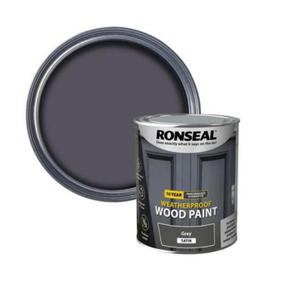 Ronseal 10 Year Weatherproof Wood Paint 750ml - Grey Satin - Ronseal