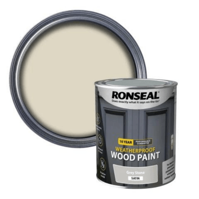 Ronseal 10 Year Weatherproof Wood Paint 750ml - Grey Stone Satin - Ronseal