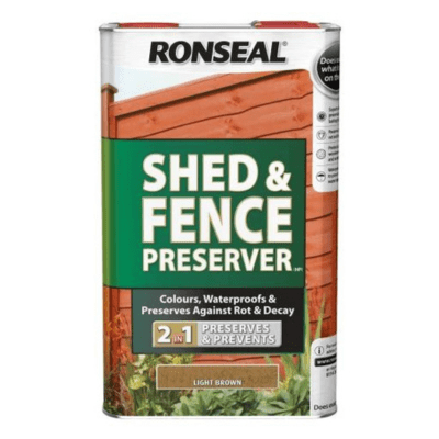 Ronseal Shed and Fence Preserver 5 Litres - Light Brown - Ronseal