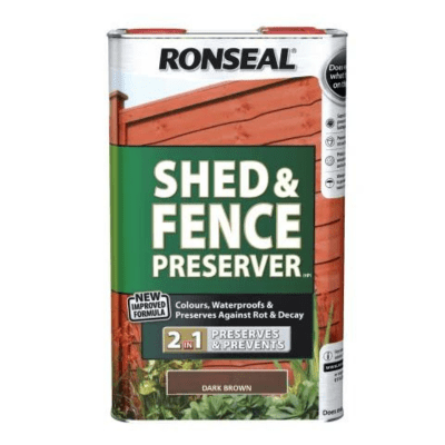 Ronseal Shed and Fence Preserver 5 Litres - Dark Brown - Ronseal