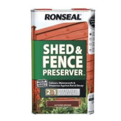Ronseal Shed and Fence Preserver 5 Litres - Autumn Brown - Ronseal