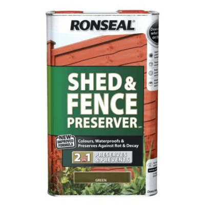 Ronseal Shed and Fence Preserver 5 Litres - Green - Ronseal
