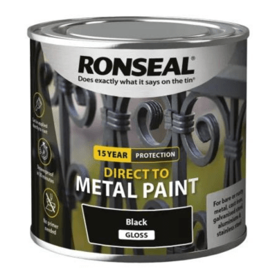 Ronseal Direct to Metal Paint 250ml - Black Gloss - Ronseal