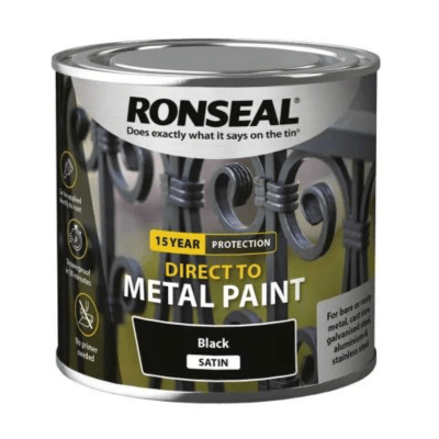 Ronseal Direct to Metal Paint 250ml - Black Satin - Ronseal