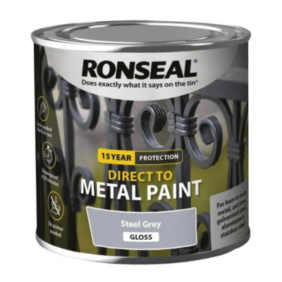 Ronseal Direct to Metal Paint 750ml - Steel Grey Gloss - Ronseal