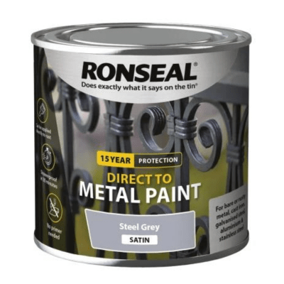 Ronseal Direct to Metal Paint 250ml - Steel Grey Satin - Ronseal