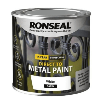 Ronseal Direct to Metal Paint 250ml - White Satin - Ronseal