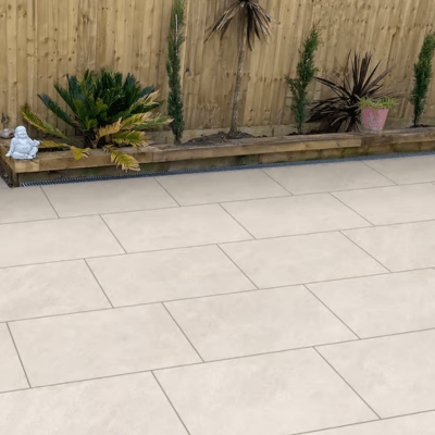 Quartzite Outdoor Porcelain Paving Tile - 900mm x 600mm - White - Spectrum