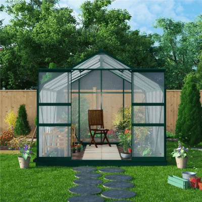 Harvester Walk-In Aluminium Polycarbonate Greenhouse 8ft x 12ft - Store More Garden Buildings