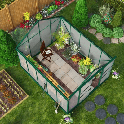 Harvester Walk-In Aluminium Polycarbonate Greenhouse 8ft x 12ft - Store More Garden Buildings