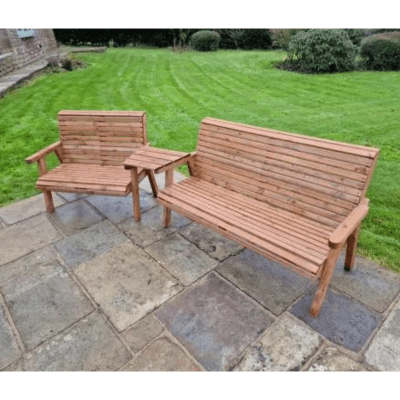 Churnet Valley 5 Seat Set 1 x 2 Seat Bench and 1x 3 Seat Bench Angled Tray - Churnet Valley