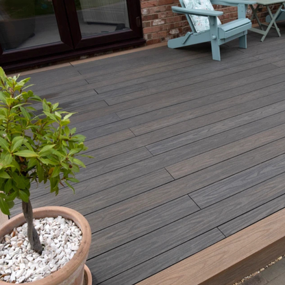 Piranha TerraFuzion Premium Reversible Decking Board 140mm x 23mm x 3.6m - Mocha/Espresso