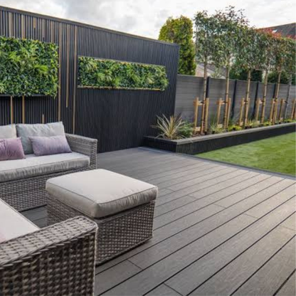 Piranha TerraFuzion Premium Reversible Decking Board 140mm x 23mm x 3.6m - Slate/Graphite