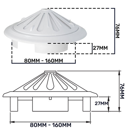 Adjustable Louvre Vent Round 80mm-160mm White - Best4Trade-Retail