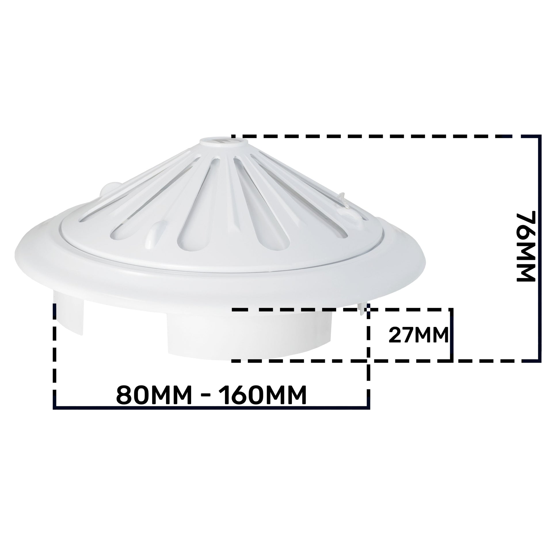 Adjustable Louvre Vent Round 80mm-160mm White - Best4Trade-Retail