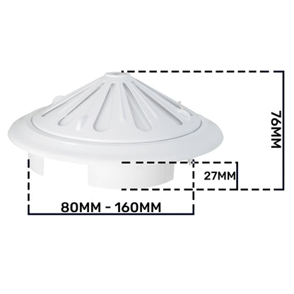 Adjustable Louvre Vent Round 80mm-160mm White - Best4Trade-Retail