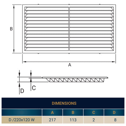 Louvre Vent  D/220X120W Classic 220mm X 120mm with Fly Screen - Best4Trade-Retail