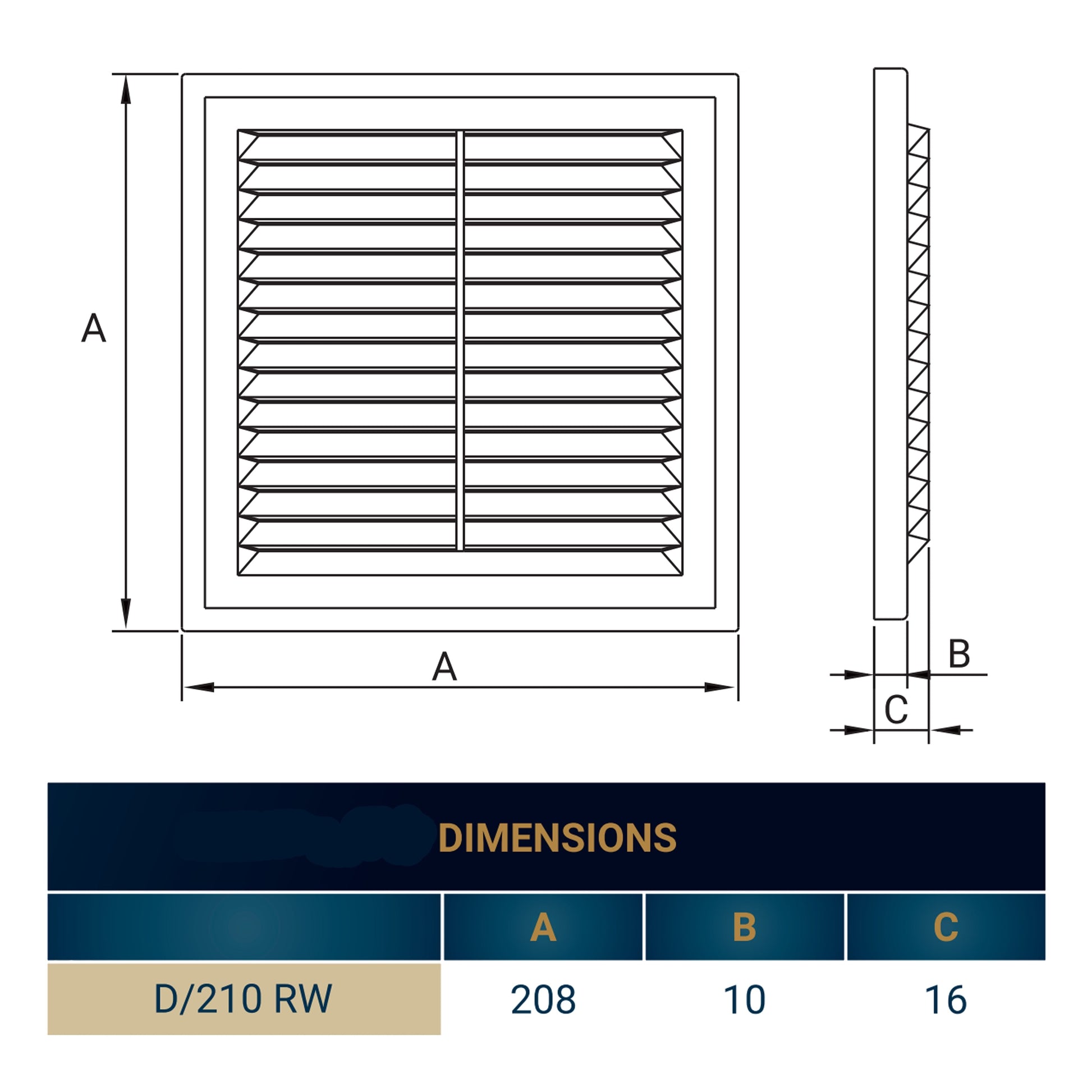 Louvre Vent D/210RW Classic 210mm - Best4Trade-Retail