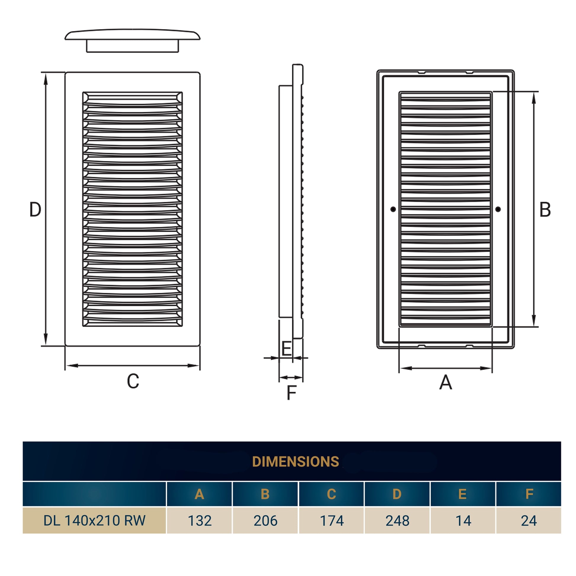 Louvre Vent White DL/140X210 RW LUX With Fly Mesh - Best4Trade-Retail
