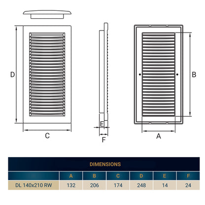 Louvre Vent White DL/140X210 RW LUX With Fly Mesh - Best4Trade-Retail