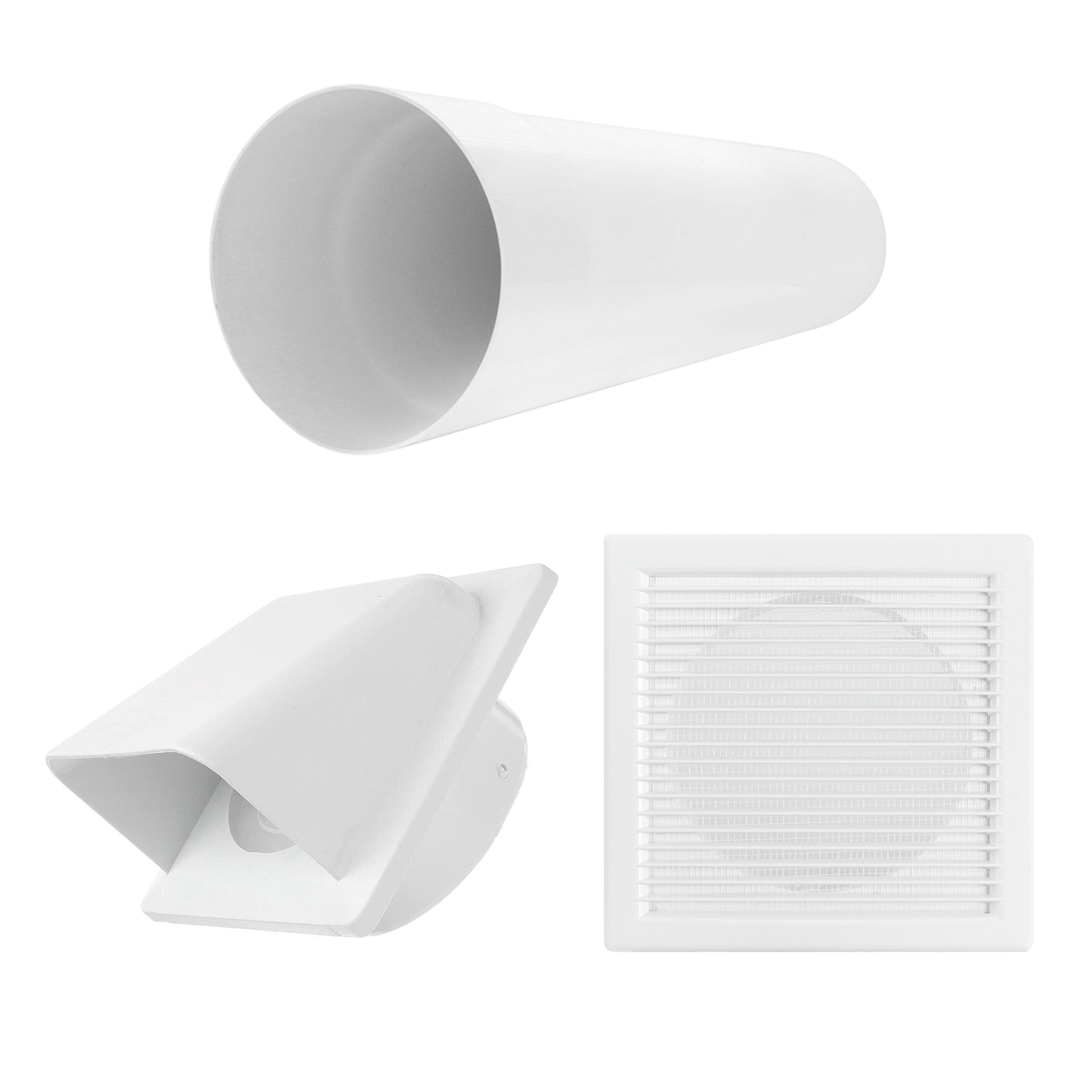 Through Wall Ventilation Kit DL0163 Louvre Vent with White External Vent - Best4Trade-Retail OTHER