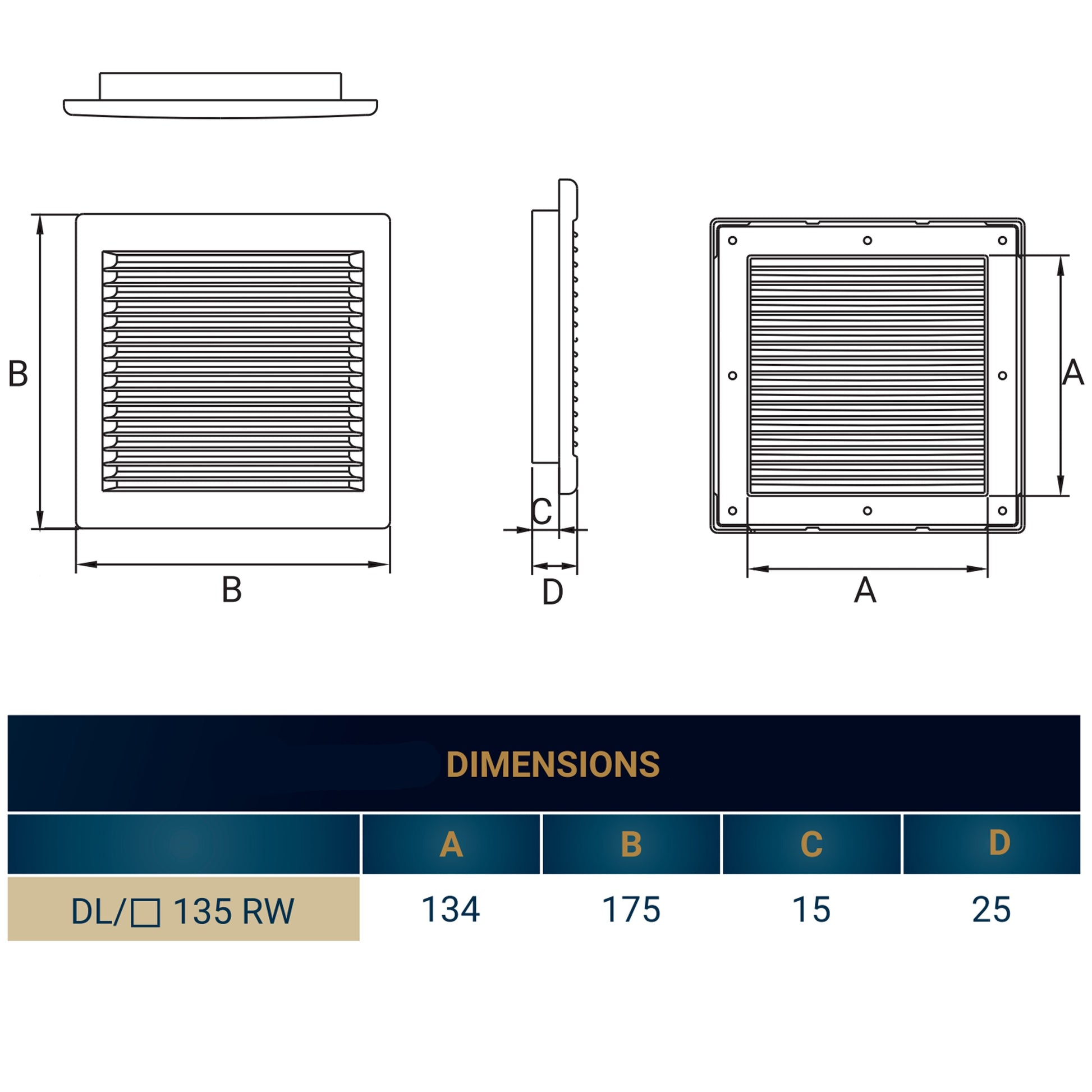 Louvre Vent White DL/135 RW LUX With Fly Mesh - Best4Trade-Retail
