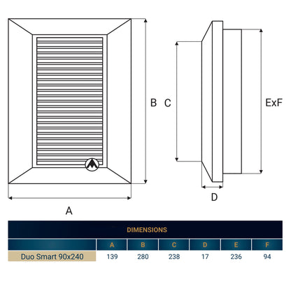 Louvre Vent Duo Smart 90/240 90mm X 240mm With Fly Mesh - Best4Trade-Retail