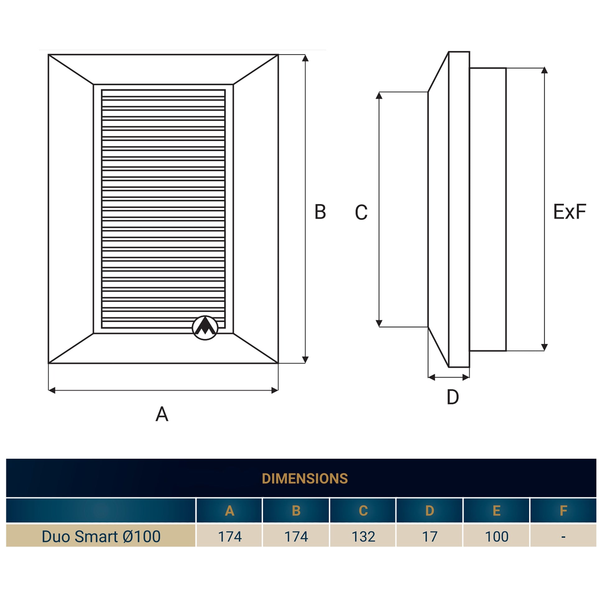 Louvre Vent White Duo Smart 135 fi 100mm With Fly Mesh - Best4Trade-Retail