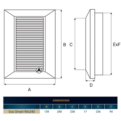 Louvre Vent Duo Smart 90/240 Brown 90mm x 240mm With Fly Mesh - Best4Trade-Retail