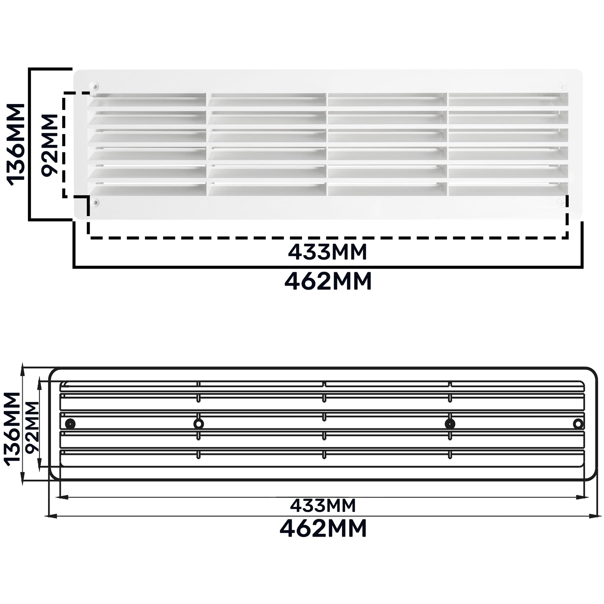 Door Louvre Vent KD 90mm—445mm - Best4Trade-Retail