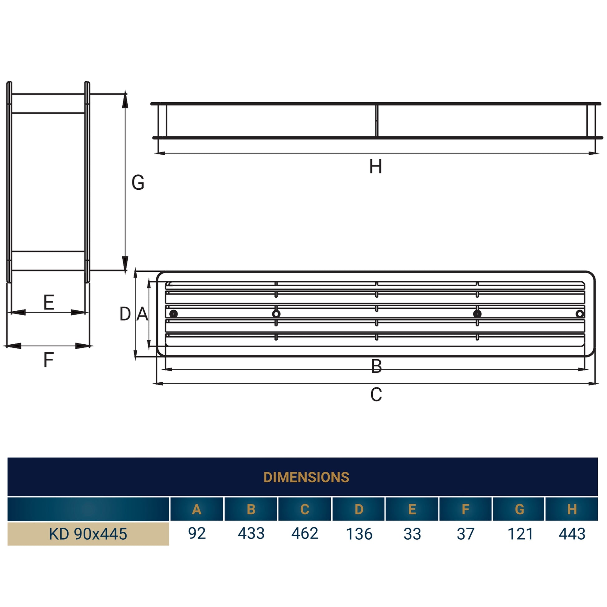 Door Louvre Vent KD 90mm—445mm - Best4Trade-Retail