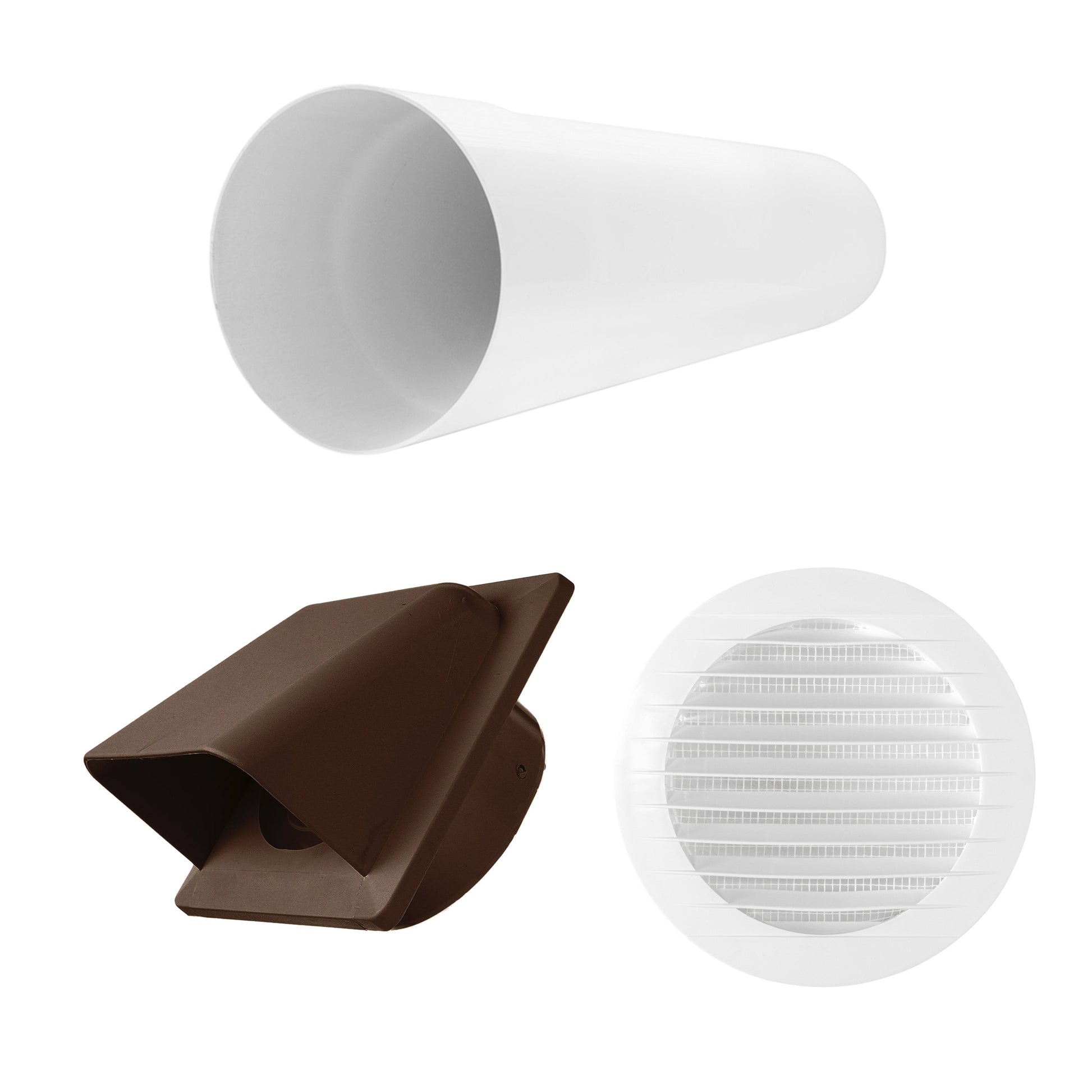 Through Wall Ventilation Kit Round Louvre Vent VC-KRO0184 with Brown External Vent - Best4Trade-Retail OTHER