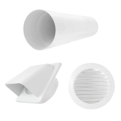 Through Wall Ventilation Kit Round Louvre Vent VC-KRO0184 with White External Vent - Best4Trade-Retail OTHER