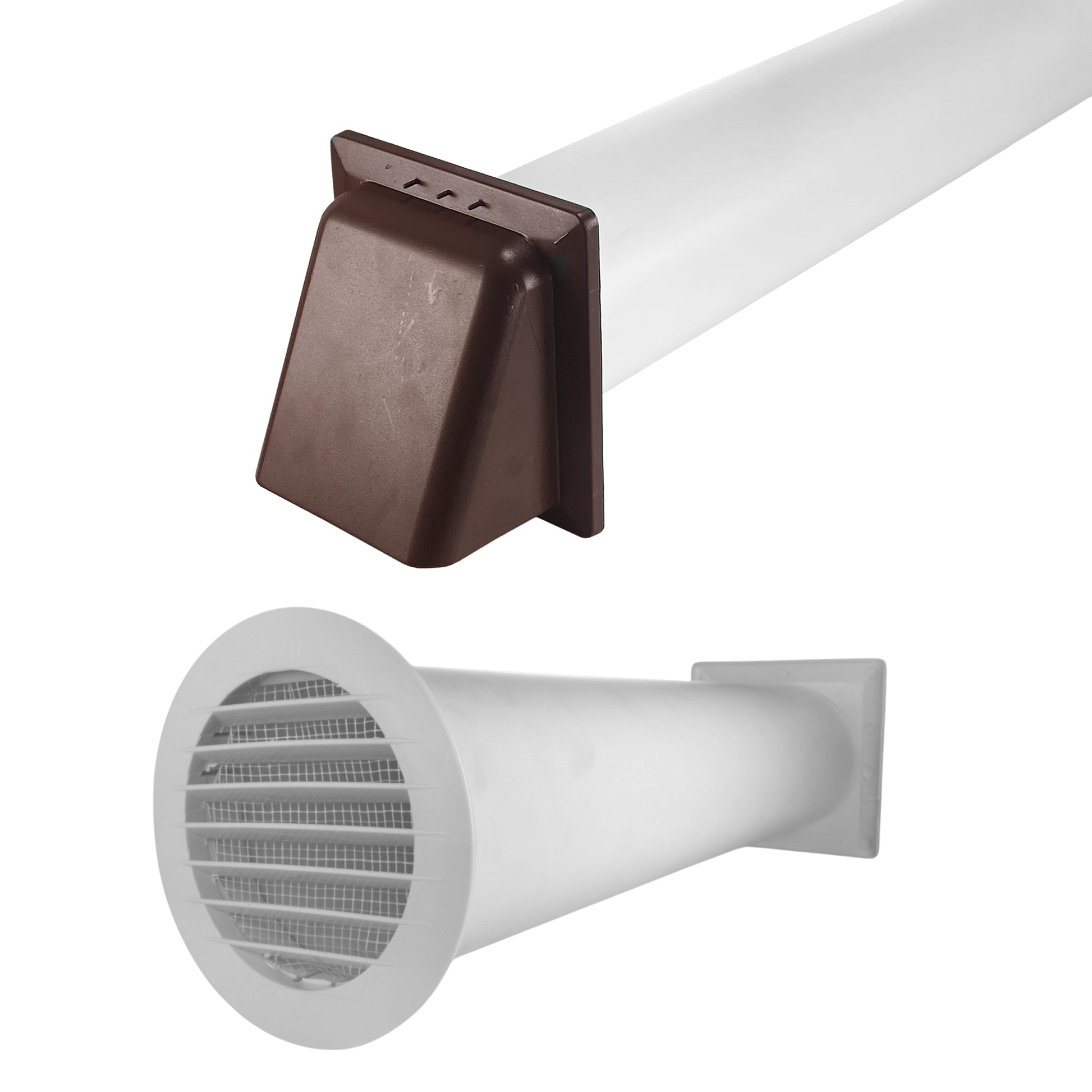 Through Wall Ventilation Kit Round Louvre Vent VC-KRO0184 with Brown External Vent - Best4Trade-Retail OTHER