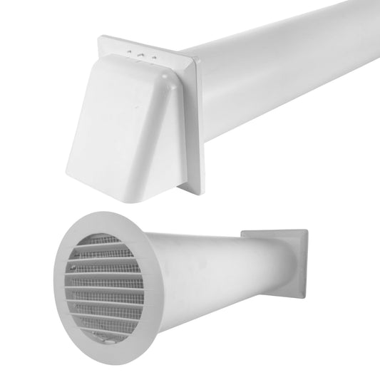 Through Wall Ventilation Kit Round Louvre Vent VC-KRO0184 with White External Vent - Best4Trade-Retail OTHER