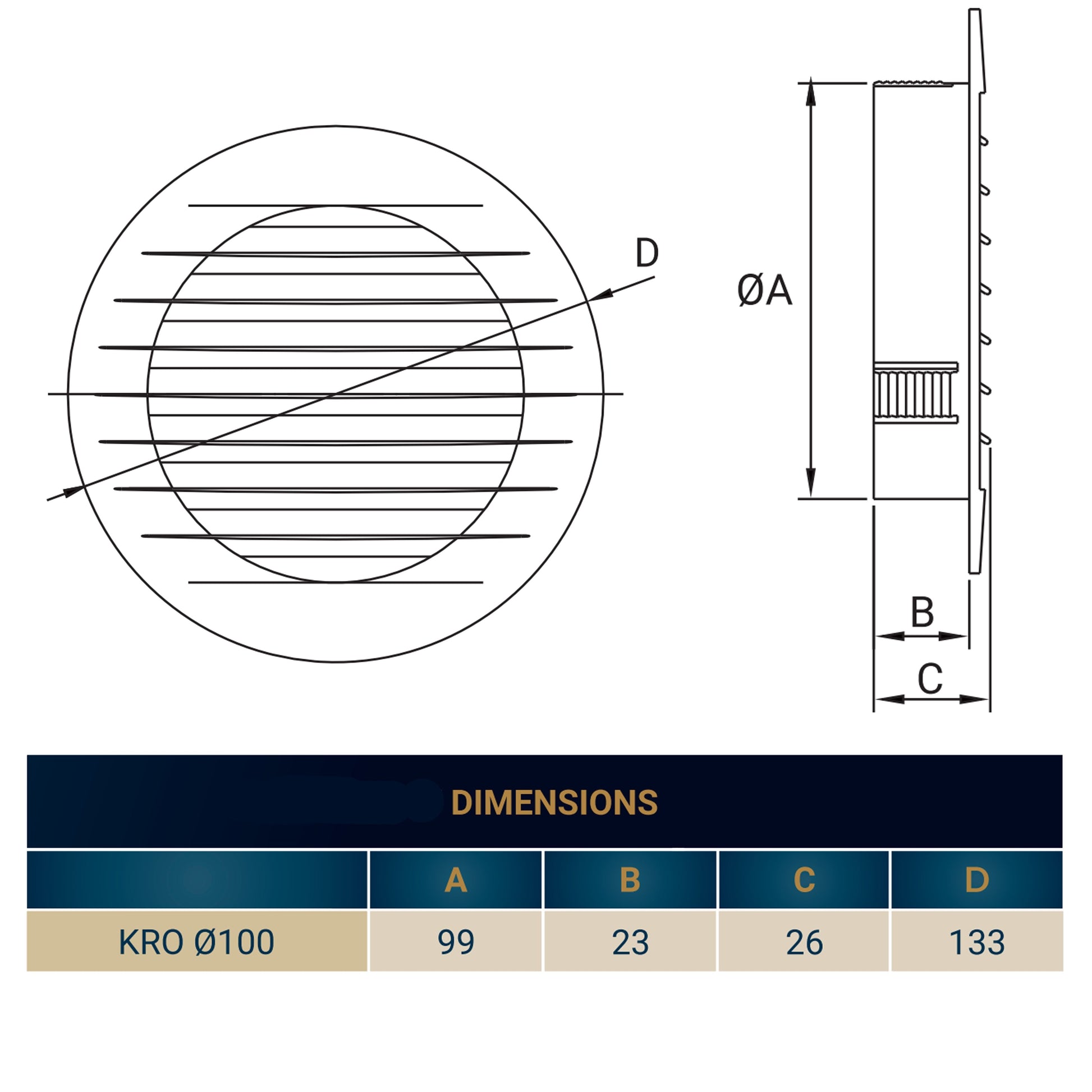 Louvre Vent KRO 100 With Fly Mesh - Best4Trade-Retail