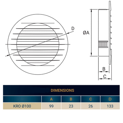 Louvre Vent KRO 100 With Fly Mesh - Best4Trade-Retail
