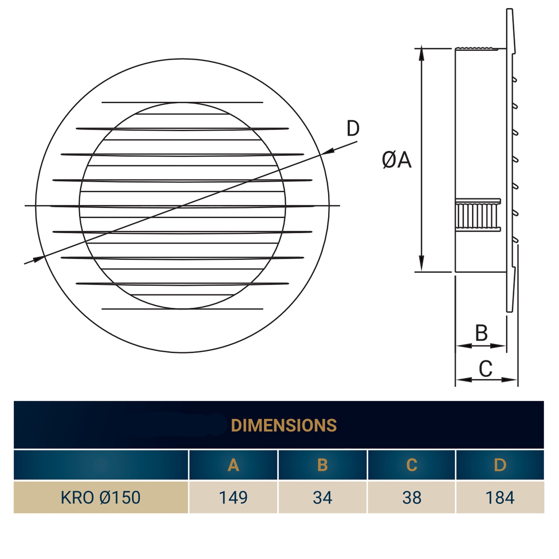 Louvre Vent KRO 150 With Fly Mesh - Best4Trade-Retail