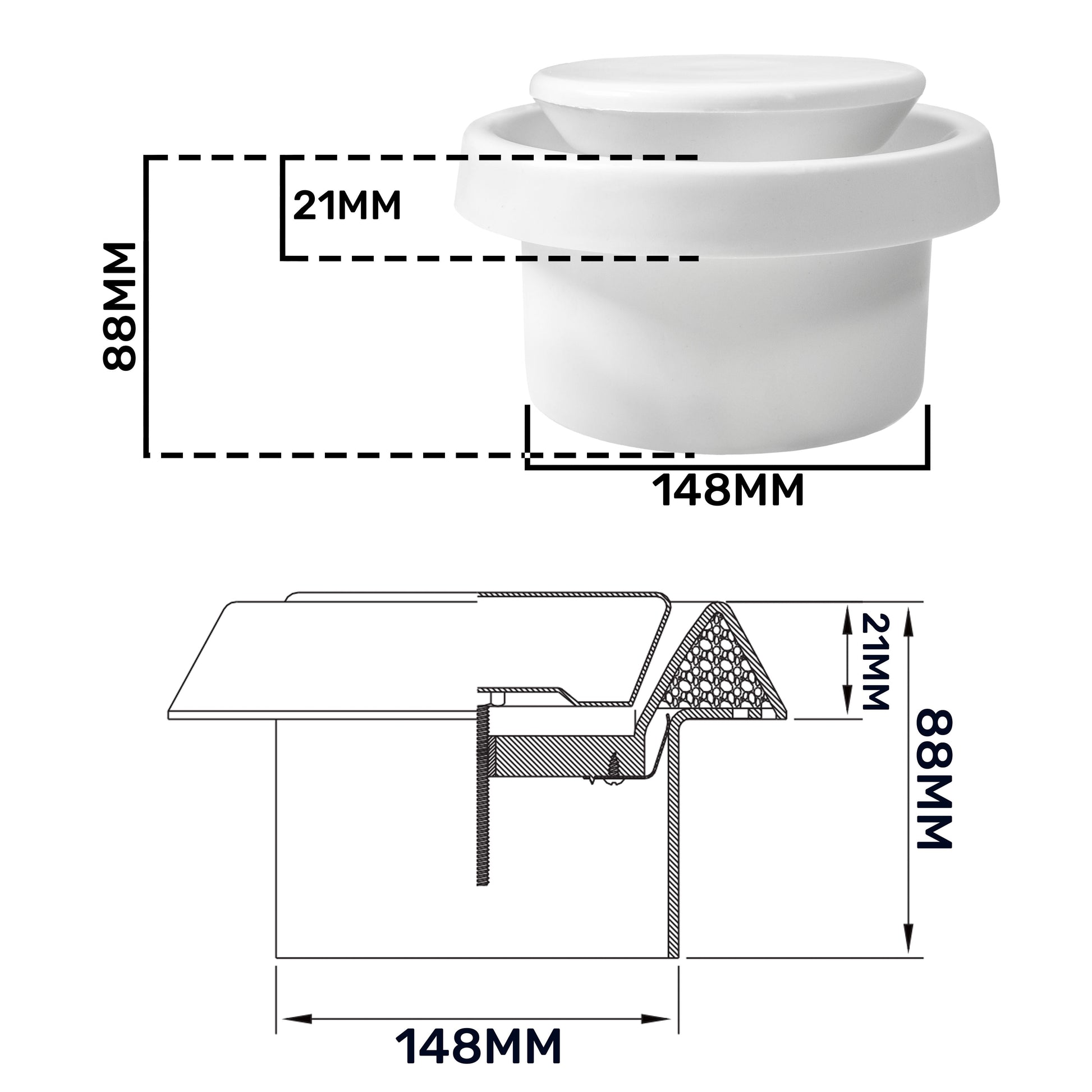 White ABS Extract Ceiling Valve 150mm - Best4Trade-Retail
