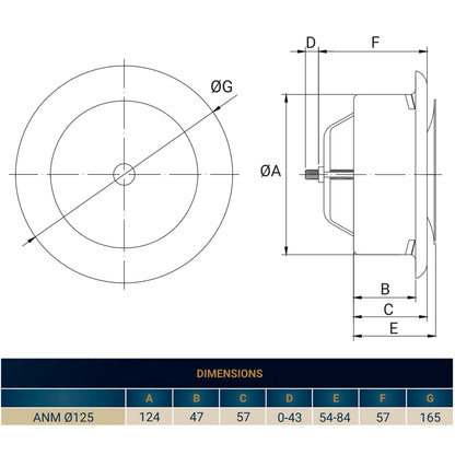White Metal Extract Ceiling Valve 125mm - Anemostat EV - Best4Trade-Retail