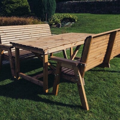 Churnet Valley 6 Seat Table Set 2 x 3 Seat Benches 179.5cm Table - Churnet Valley