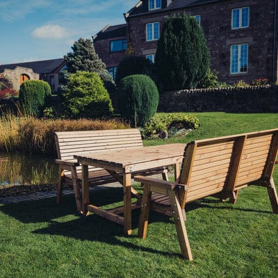 Churnet Valley 6 Seat Table Set 2 x 3 Seat Benches 179.5cm Table - Churnet Valley