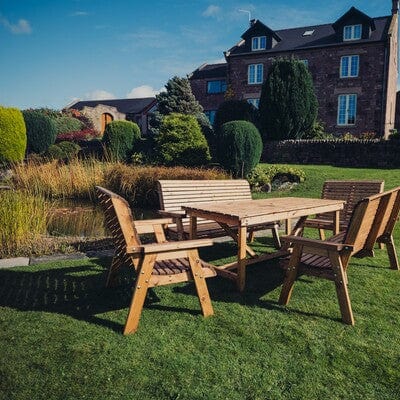 Churnet Valley Seat 10 Set 2 x 2 Seat Benches and 2 x 3 Seat Benches 179.5cm Table - Churnet Valley