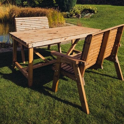 Churnet Valley 4 Seat Table Set 2 x 2 Seat Benches 99cm Table - Churnet Valley