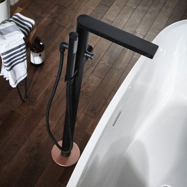 Velar Freestanding Black Bath Shower Mixer - Aqua Bathrooms