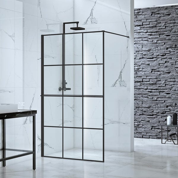 Velar+ Straight Frame Walk-in Panel w/ Towel Rail and Stabilising Bar - Aquaglass Bathrooms