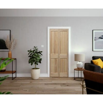 Victorian 4 Panel Clear Pine Bi-Fold Unfinished Internal Door - All Sizes - Doors4less